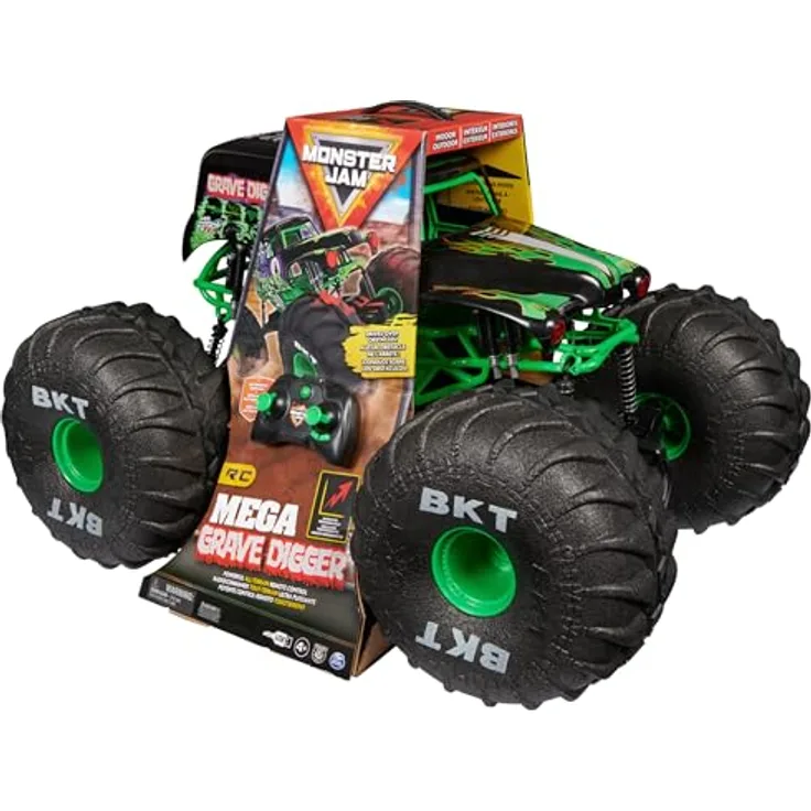 Monster Jam Ferngesteuerter Monster Truck Mega Grave Digger, über 60cm hoch, 1:6 Maßstab, USB-Ladekabel, für Jungen und Mädchen