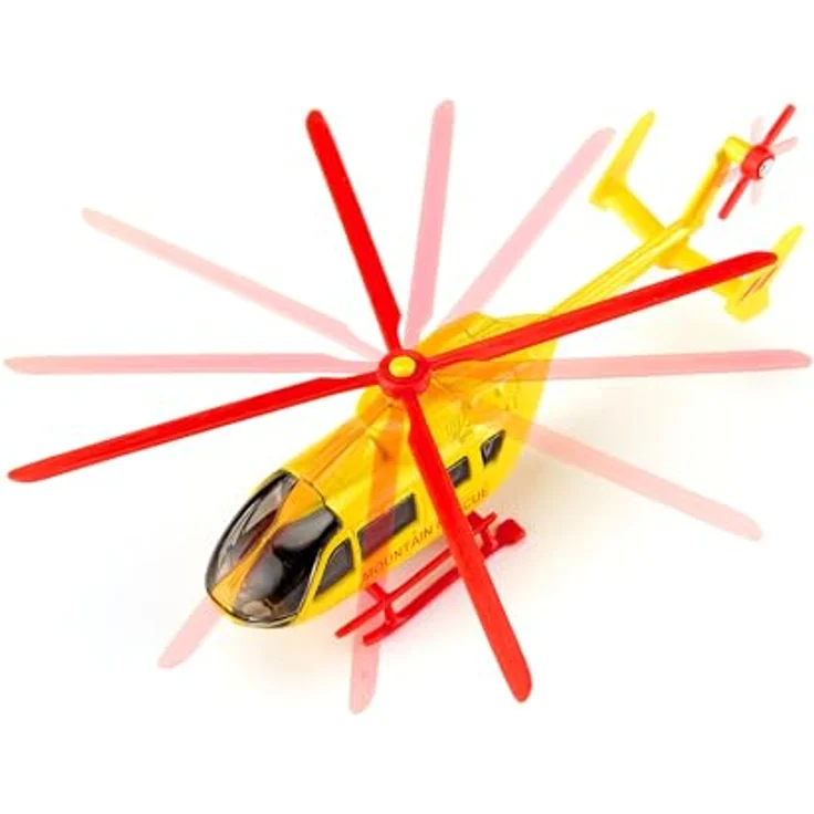 SIKU 1:50 Nissan Navara mit Rettungshubschrauber, Pickup mit Anhängekupplung und drehenden Rotorblättern – Bild 5
