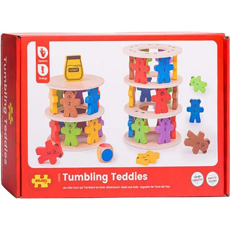 Bigjigs Toys Fallende Teddybären, interaktives Holzspiel für Kinder zur strategischen Gruppenunterhaltung