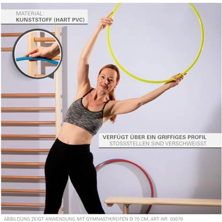 Gymnastikreifen aus Kunststoff, Hula Hoop, Trainingsreifen, Turnreifen, 60 cm, Blau – Bild 5