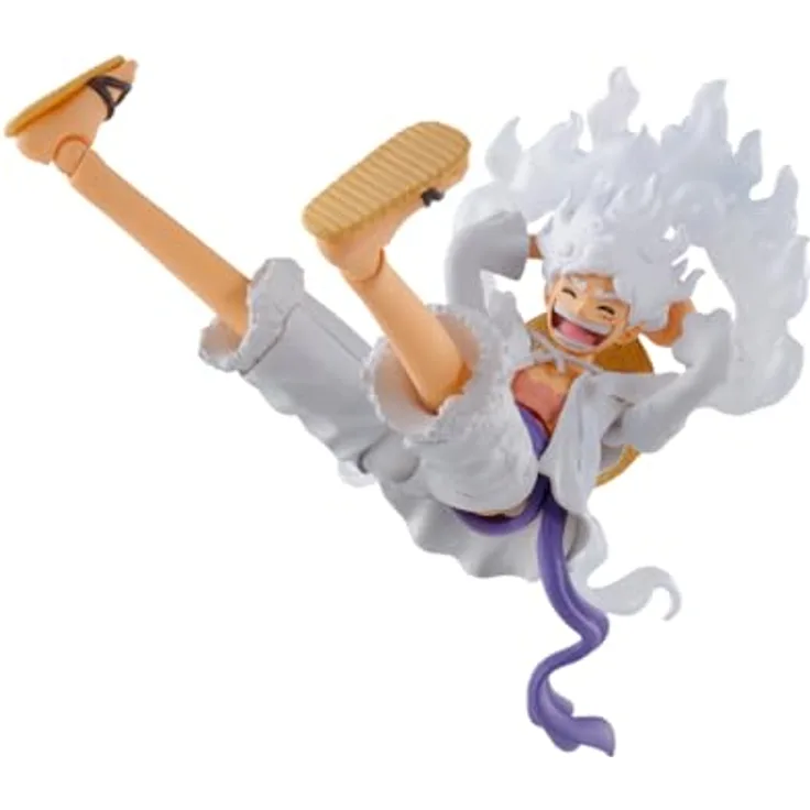 Tamashii Nation Monkey D. Luffy S.H. Figuarts, 15,5 cm Sammelfigur Gear 5 mit 4 austauschbaren Gesichtern und 3 Handpaaren