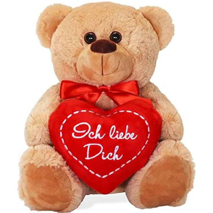 matches21 Teddybär mit Herz/Herzteddy Ich Liebe Dich Hellbraun/beige 25 cm Kuscheltier - Geschenkidee Freundin Klassiker