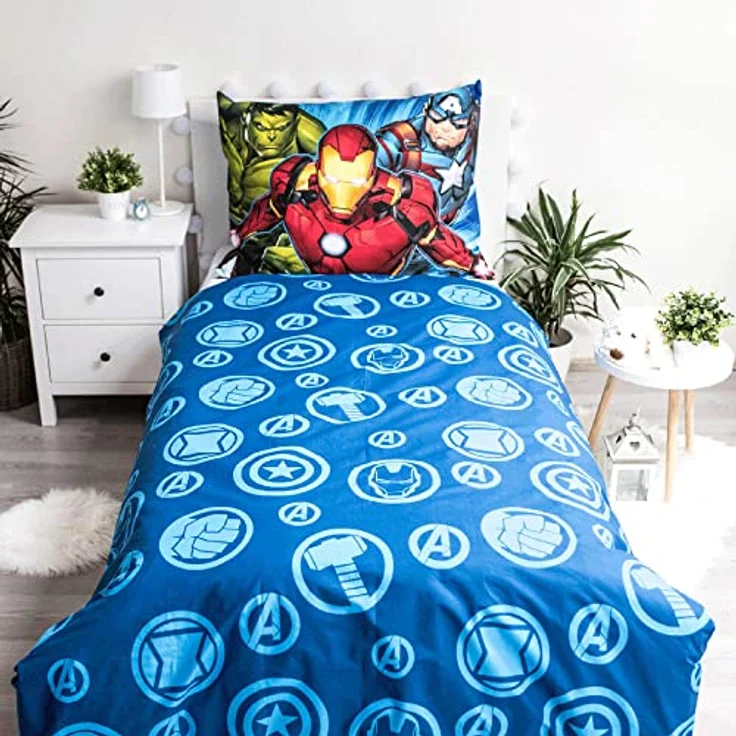 Jerry Fabrics Marvel Avengers Bedding Set Duvet Cover 140 x 200 cm and one Pillowcase 70 x 90 cm, 100% Cotton, Breathable and Hypoallergenic, Heroic Age Design, Multi-colored – Bild 3