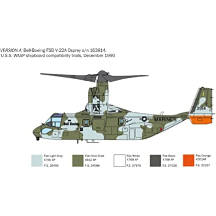 Italeri 1463 1:72 V-22 Osprey Tilt Rotor-Bausatz, Standmodellbau, Basteln, Hobby, Kleben, Plastikbausatz, detailgetreu, Mehrfarbig, Grey – Bild 3