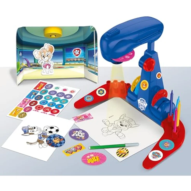 Lisciani Paw Patrol Zeichenschule mit Projektor, Kreativset mit 32 Bildern, inkl. bunte Stifte und Kulisse, ab 4 Jahren – Bild 2