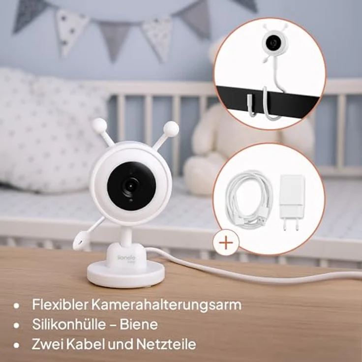 Lionelo Babyline 3.4 – Babyphone mit Kamera, 3,5" Display, Nachtsicht, 4× Zoom, Gegensprechen, Temperatursensor, 3000mAh Akku, 200 m Reichweite, ohne WLAN – Bild 4