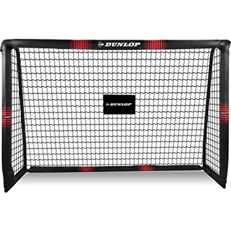 Dunlop Fußballtor - 180 x 120 x 60 cm - Metall - Fußballtrainingsgeräte für alle Altersgruppen - Einfache Montage - Schwarz/Rot