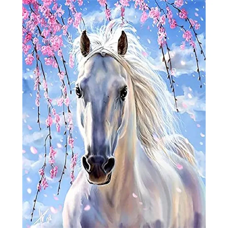 Diamond Painting Set, Bild mit Motiv Schimmel und Zubehör, Größe ca. 25 x 35 cm, Bastelset zum Malen mit Glitzersteinchen für Kinder ab 5 Jahren
