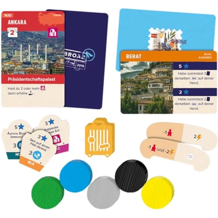 Asmodée Abroad, strategisches Reisespiel über Europa mit 28 Reisezielen und interaktivem Karten-Tableau-Builder – Bild 5