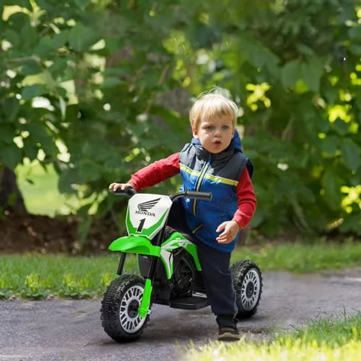 HOMCOM Elektro-Kindermotorrad 6V Kinder-Elektromotorrad, Honda CRF450RL, Offiziell lizenziert, für 18-36 Monate, Grün – Bild 2