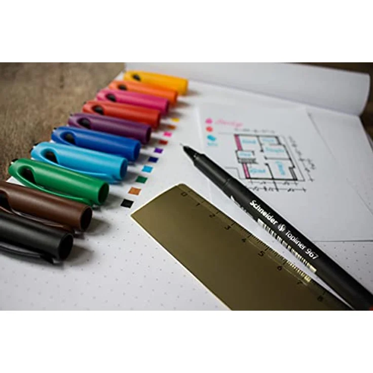 Schneider Topliner 967 Fineliner, blau, 0,4 mm, 10 Stück, wasserbasierte Tinte, metallverstärkte Spitze, Made in Germany – Bild 6