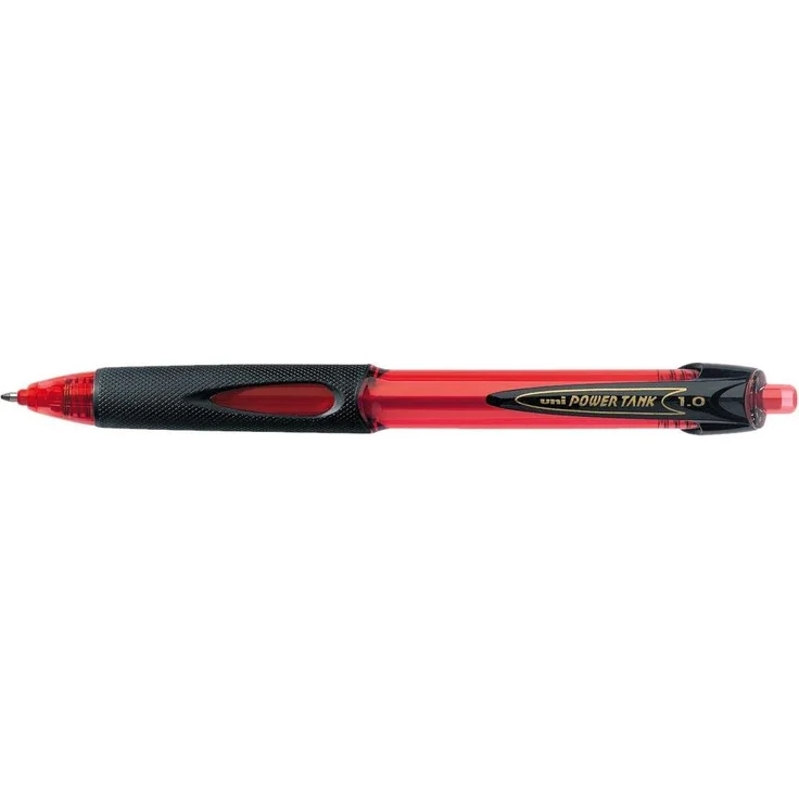 Uni-ball FABER-CASTELL Power Tank, Kugelschreiber mit Druckmechanik, nachfüllbar, rot, 12 Stück
