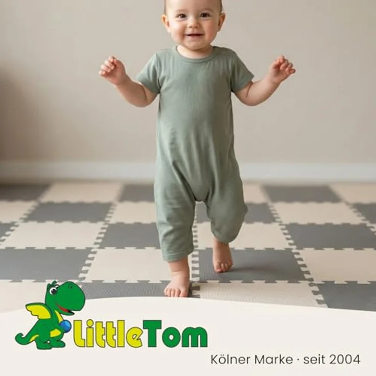 LittleTom Puzzlematte für Kinder, TÜV-geprüfte Krabbelmatte, 18-teilig, 30x30 cm, wasserfest, beidseitig verwendbar, in modernen Pastelltönen – Bild 9