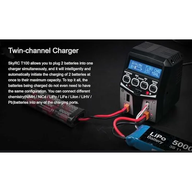 SkyRC T100 AC Ladegerät LiPo 2-4s 5A 2x50W – Bild 3