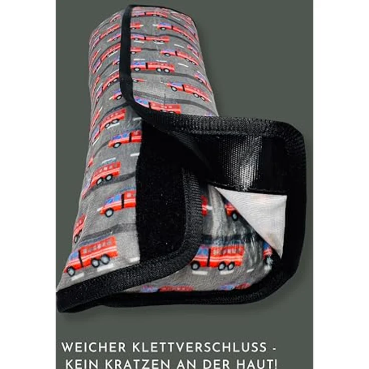 HECKBO Auto Schlafkissen für Kinder, Gurtpolster mit Feuerwehr, Polizei und Traktor Motiven, maschinenwaschbar, ergonomisch, farbenfrohes Design für Reisen und Sitzerhöhung – Bild 5