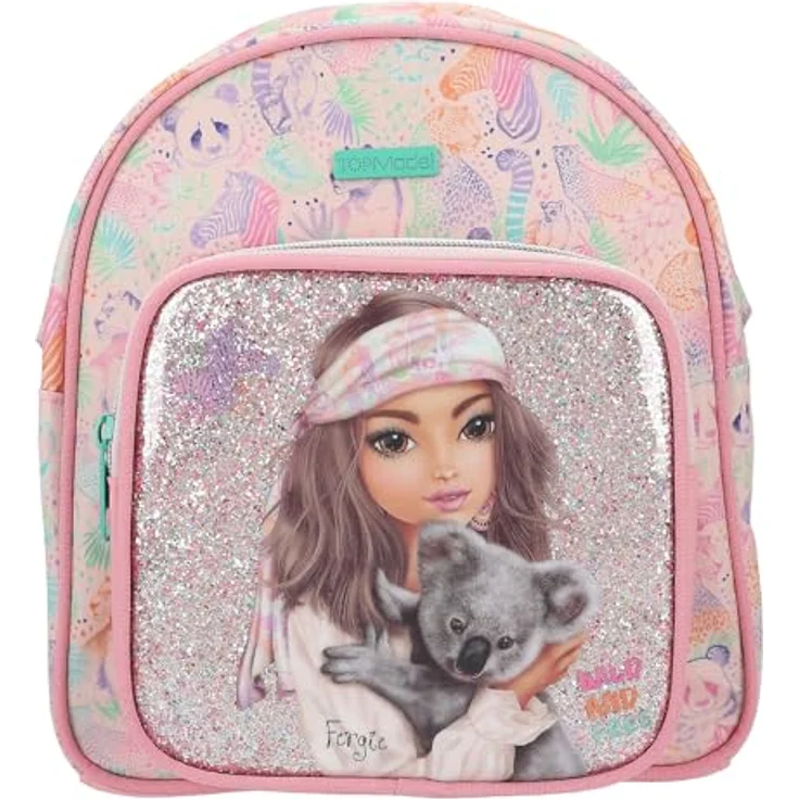 Depesche TOPModel Rucksack WILD, Kindergarten-Rucksack mit Glitzer-Fronttasche, rosa, 28 cm hoch – Bild 1