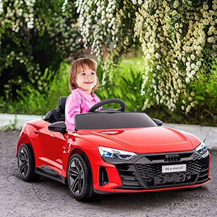 HOMCOM Elektro-Kinderauto Audi-lizenziert, bis 5 km/h, für Kinder 3-5 Jahre, Rot, für Garten und Balkon – Bild 2