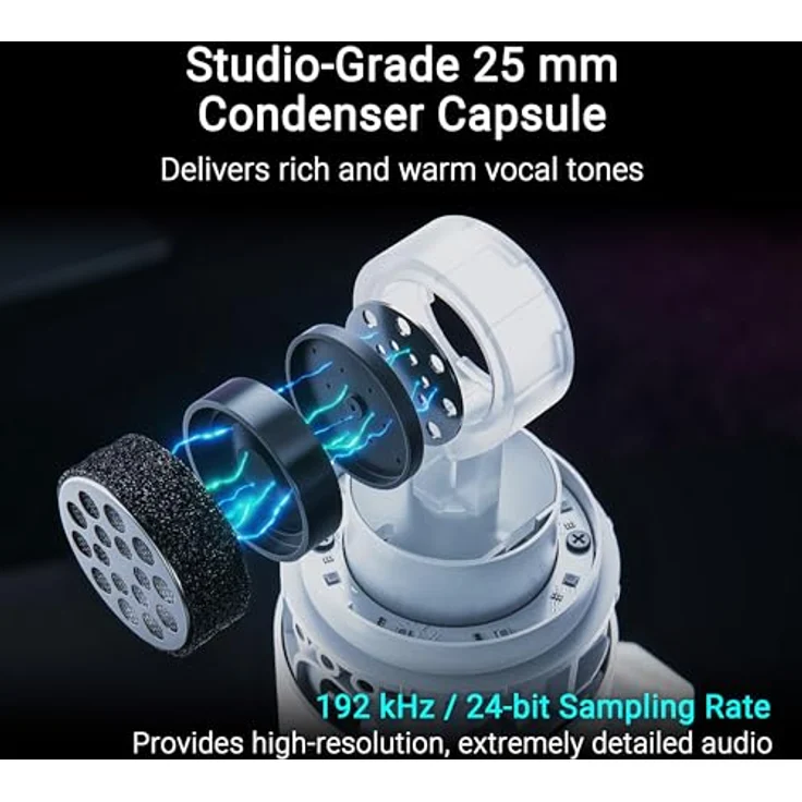 ASUS ROG Carnyx RGB Kondensator-Gaming-Mikrofon schwarz (Gaming, Streaming und Podcast, 25-mm-Kondensatorkapsel, 192 kHz / 24 Bit Abtastrate, Hochpassfilter, Pop-Filter, Metallhalterung, Aura Sync) – Bild 2