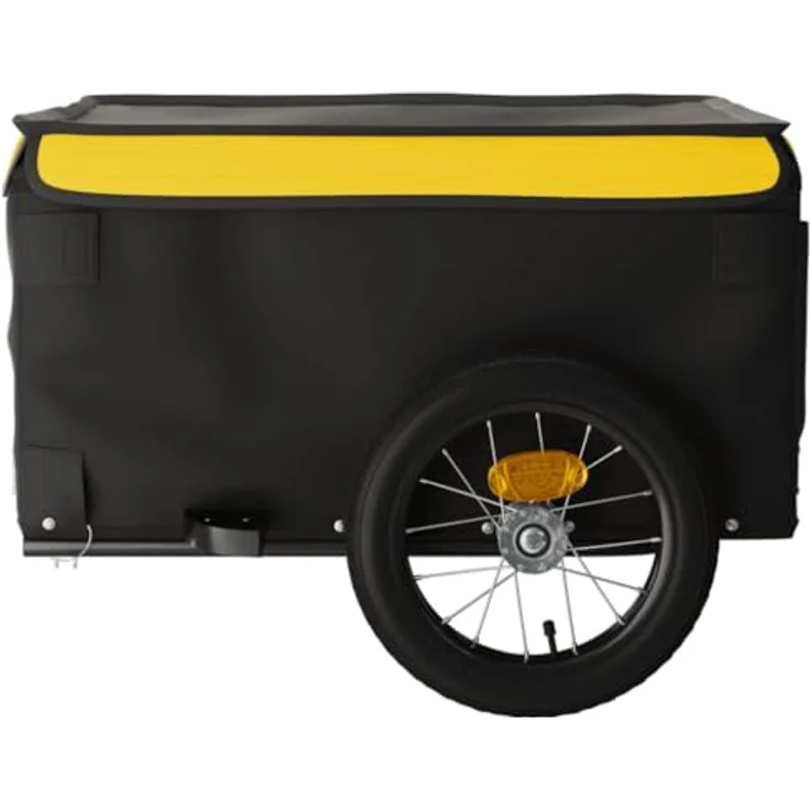 vidaXL Fahrradlastenanhänger Lastenanhänger für Fahrrad Schwarz und Gelb 30 kg Eisen, mit Deichsel und Sicherheitsflagge – Bild 8