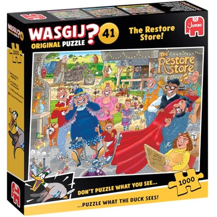 Wasgij Original 41 The Restore Store, Puzzle mit 1000 Teilen, nostalgisches Motorrad-Thema