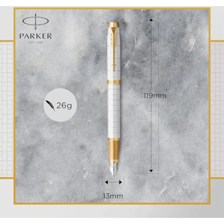 Parker IM Premium Pearl G.C. F, Füller in Gold und Weiß mit Feinspitze und Patronenfüllsystem – Bild 3