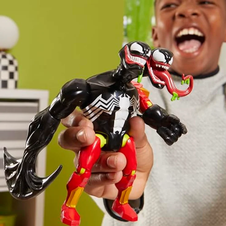SPIDER-MAN MixMashers Marvel Venom, individualisierbare Mix-and-Match Deluxe Action-Figur mit 4 Iron Spider Teilen, Schwarz – Bild 3