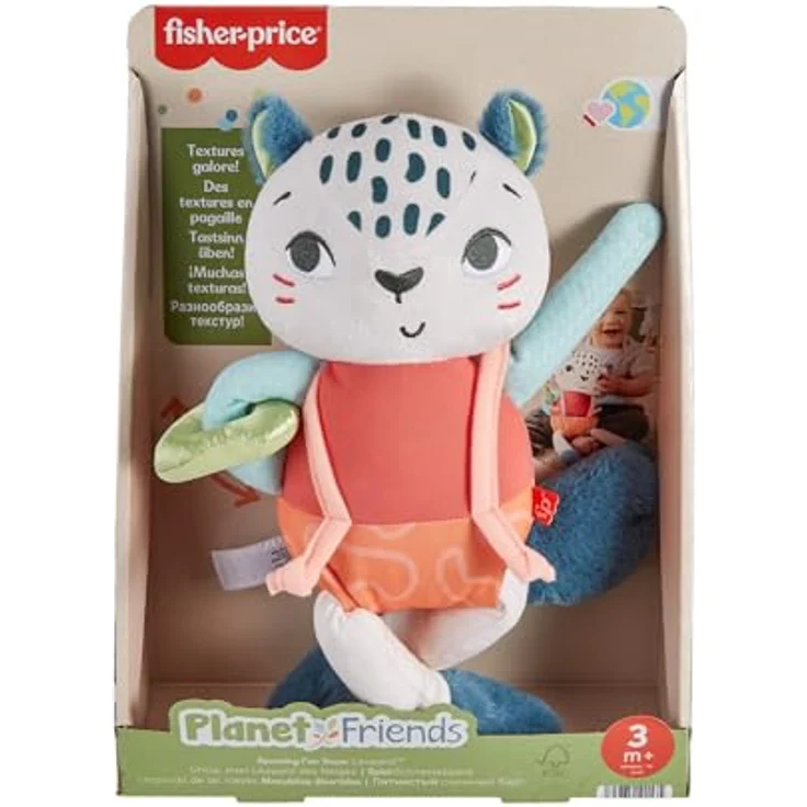 Fisher-Price® Kuscheltier Planet Friends, Schneeleopard, zum Teil aus recycelten Material – Bild 7