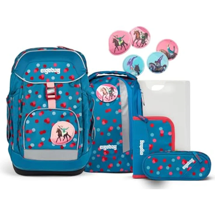 ergobag Schulrucksack Maxi (5tlg), ergonomisch, 100% recyceltes PET, mit Federmäppchen und Sportrucksack, blau – Bild 5