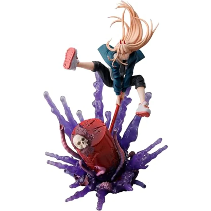 Bandai Figuarts Zero Chainsaw Man Power, Sammelfigur im Kampfdesign gegen den Seegurkenteufel mit Effektteilen – Bild 1