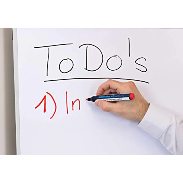Schneider Maxx 290 Whiteboard- und Flipchart-Marker, farbsortiert, 2,0 - 3,0 mm, 4 St., schwarz, blau, rot, grün – Bild 4