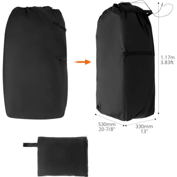 QWORK® Groß Transporttasche für Kinderwagen, 117 x 53 x 33 cm, robust & wasserdicht aus 420D Oxford-Stoff, inkl. Schultergurt – Bild 5