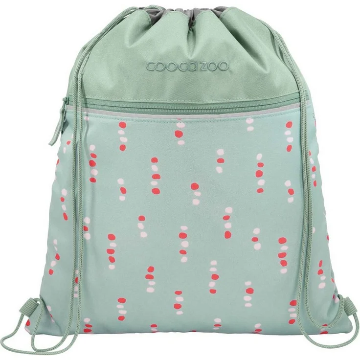coocazoo Sporttasche Dancing Dots, Turnbeutel aus recycelten PET-Flaschen, Leuchtstreifen, 10 Liter, blau – Bild 1