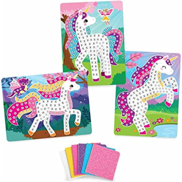 Sticky Mosaics ORB Travel Pack Einhorn Mosaik Klebebilder Reisespiele für Kinder Bastelset Geschenke für Mädchen & Jungen, Moosgummi Aufkleber Beschäftigung Geschenkideen Deko basteln ab 4 Jahre – Bild 2