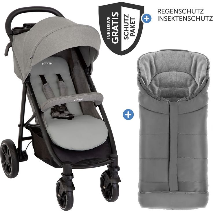 Graco Eezefold DLX Buggy & Sportwagen, Einhand-Faltmechanismus, inkl. Fußsack, Insektenschutz, Regenschutz & Becherhalter - Lunar, mit gratis Mobilitätsgarantie