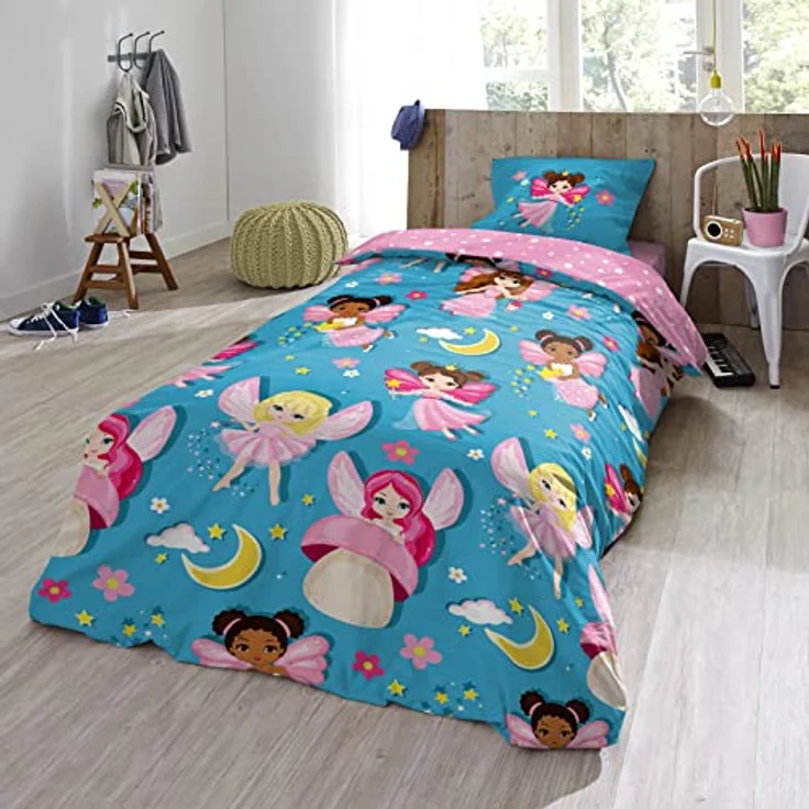 ESPiCO Bettwäsche Trendy Bedding Fee Zauberei Magie Zauberstab Engel Krone Sternchen Magic Renforcé, 135x200 cm, rosa – Bild 5
