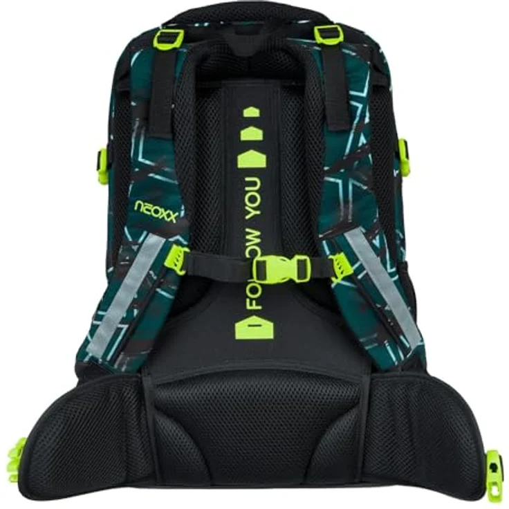 neoxx ACTIVE Pro Flash yourself Schulrucksack, aus recycelten PET-Flaschen, 3 Fächer + Geheimfach, höhenverstellbare gepolsterte Träger, Volumen ca. 26 Liter – Bild 3