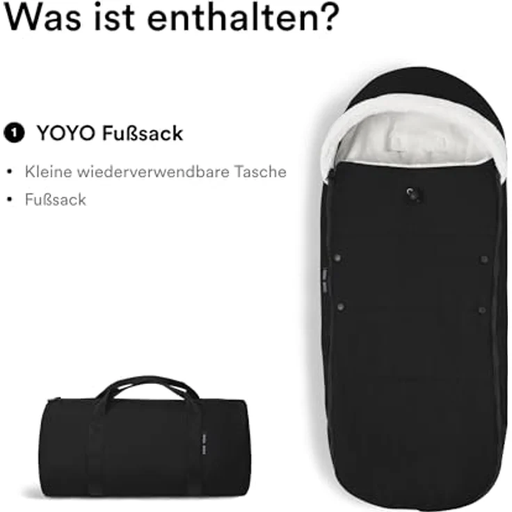 Stokke YOYO Fußsack, Schwarz - Sherpa-Futter, Fleece-Kapuze mit Kordelzug, doppelte Wattierung - Maschinenwaschbar bei 30°C - Inklusive kleiner Tasche – Bild 5