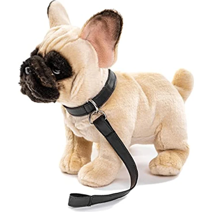 Uni-Toys - Französische Bulldogge (beige), mit Leine - 27 cm (Länge) - Plüsch-Hund, Dogge, Haustier - Plüschtier, Kuscheltier – Bild 3