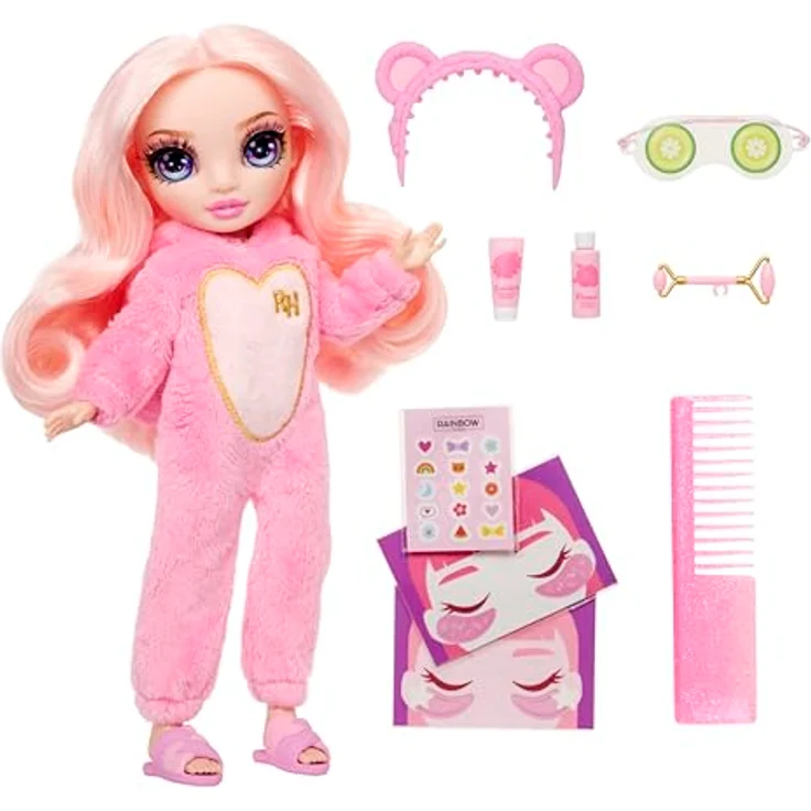 Rainbow High Anziehpuppe Junior High PJ Party Fashion Doll Bella (Pink) - Pyjamaparty Edition mit süßem Design und passenden Accessoires – Bild 2