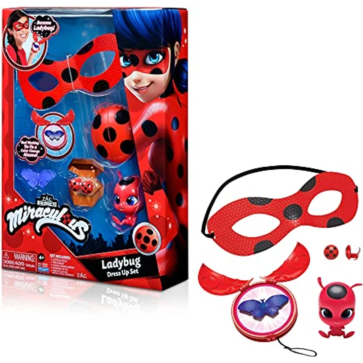 Playmates Toys Verkleidungsmaske 50601, Wunderbarer Marienkäfer Verkleidungsset Ladybug Miraculous, für Kinder ab 4 Jahren, mit Superhelden-Maske und magischem Yo-Yo in Rot und Schwarz – Bild 1