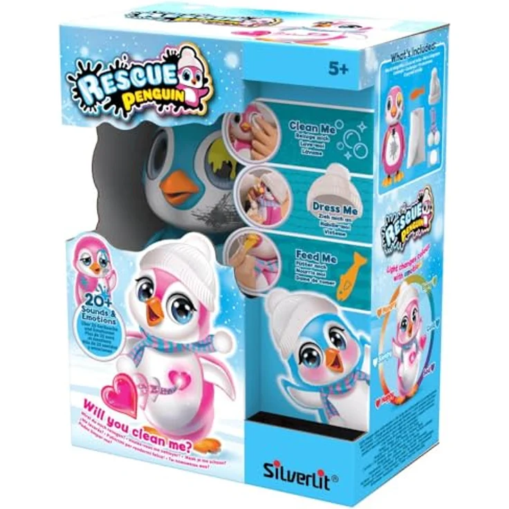 Silverlit RESCUE PENGUIN, interaktives Kuscheltier mit Licht- und Soundfeatures, 2-fach sortiert – Bild 4