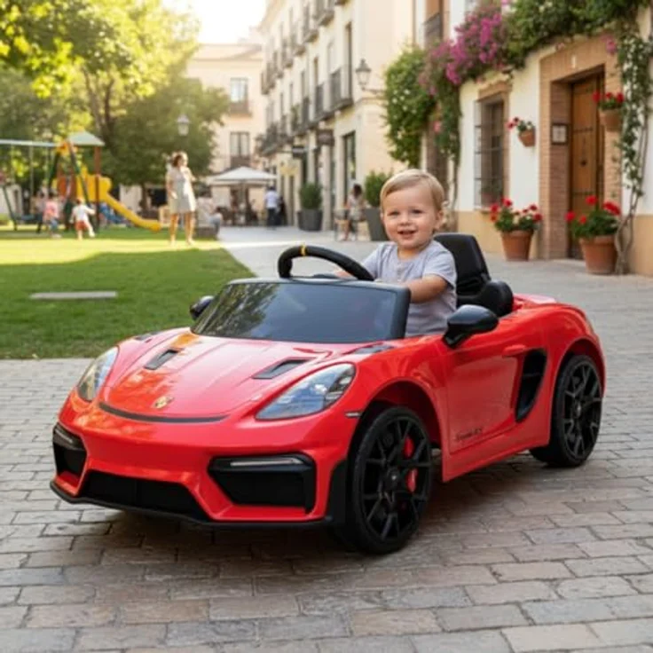 Injusa Porsche Spyder 12V Elektroauto für Kinder ab 3 Jahren, Luxuskinderauto in Rot mit Licht & Sound – Bild 10