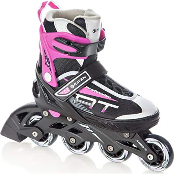 RAVEN Profession 4in1 Inlineskates Triskates Rollschuhe Schlittschuhe Inliner (Black/Pink, verstellbar 38-42, PU Rollen, Carbon Abec7, Trust-Fit-System) – Bild 2
