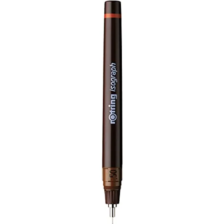 Rotring Isograph, Schreibstift mit 0,5 mm Strichstärke, braun, nachfüllbarer Tuschetank, einfache Wartung