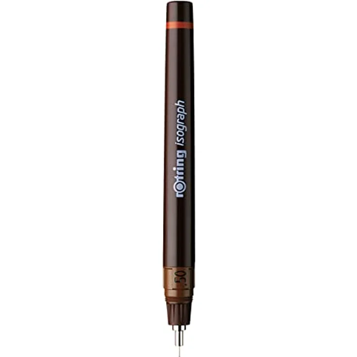 Rotring Isograph, Schreibstift mit 0,5 mm Strichstärke, braun, nachfüllbarer Tuschetank, einfache Wartung – Bild 1
