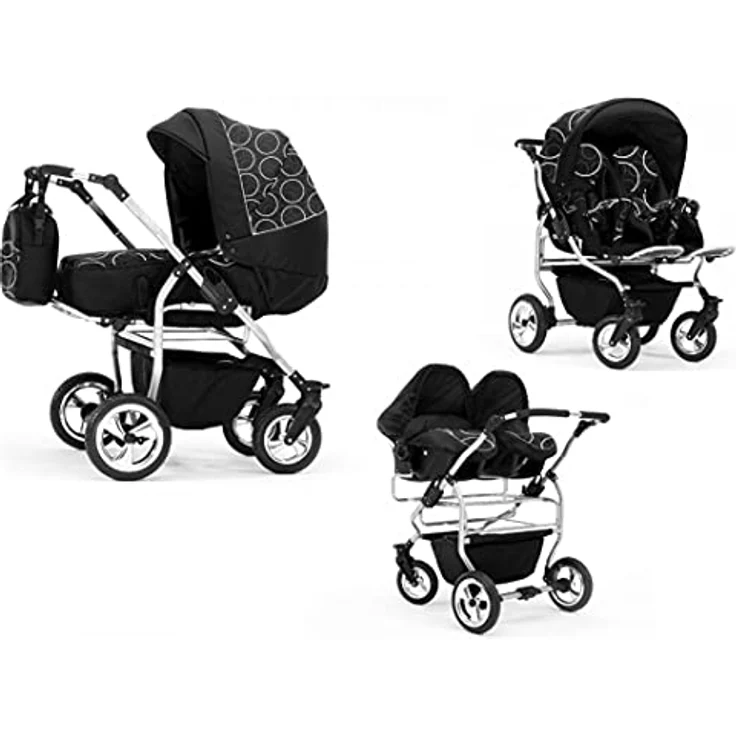 Elcar Zwillingskinderwagen 4 in 1 Duo inkl. Autositze - 13 Teile - in 20 Farben – Bild 1