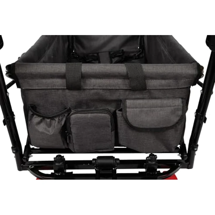 small foot Bollerwagen mit Dach, Ablagekorb, Regenschutz & Transporttasche, bis 80 kg belastbar - Schwarz – Bild 12