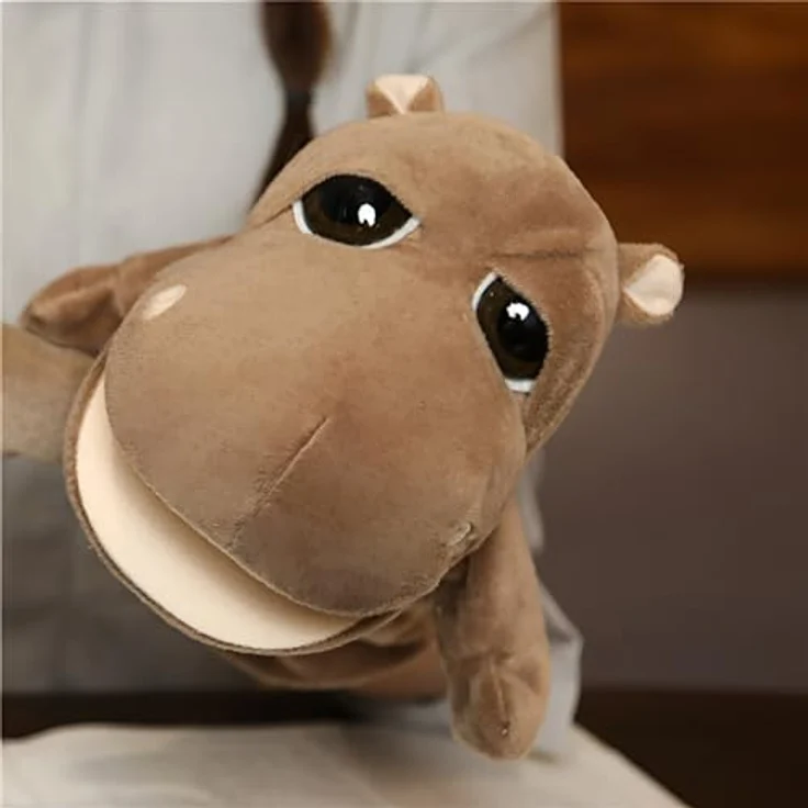 LOMTRATS Tierhandpuppen Set, Wolf, Tiger, Löwe und Affe mit beweglichen offenen Münder, ca. 25 cm, ideal für Geschichtenerzählen und Vorschularbeit – Bild 1