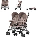 Chipolino Zwillingskinderwagen Double Point, klappbar mit großem Einkaufskorb, verstellbaren Rückenlehnen und Sonnendächern, beige