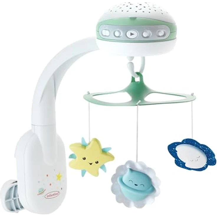 Infantino 3-in-1 Projektor-Musik-Mobile, Krippenmobile mit Smart Sounds Sensor, beruhigender Musik und Sternenhimmel-Projektor, für Babys von 0–18 Monaten – Bild 1